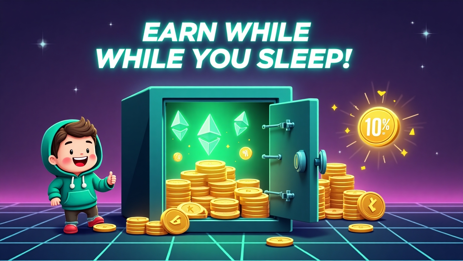 What is Crypto Staking—thumbnail with coins and rewards.
